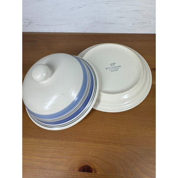 Pfaltzgraff Rio Round Cover Butter Dish Made in Mexico Blue White 7.5" Stoneware - Picture 4 of 4